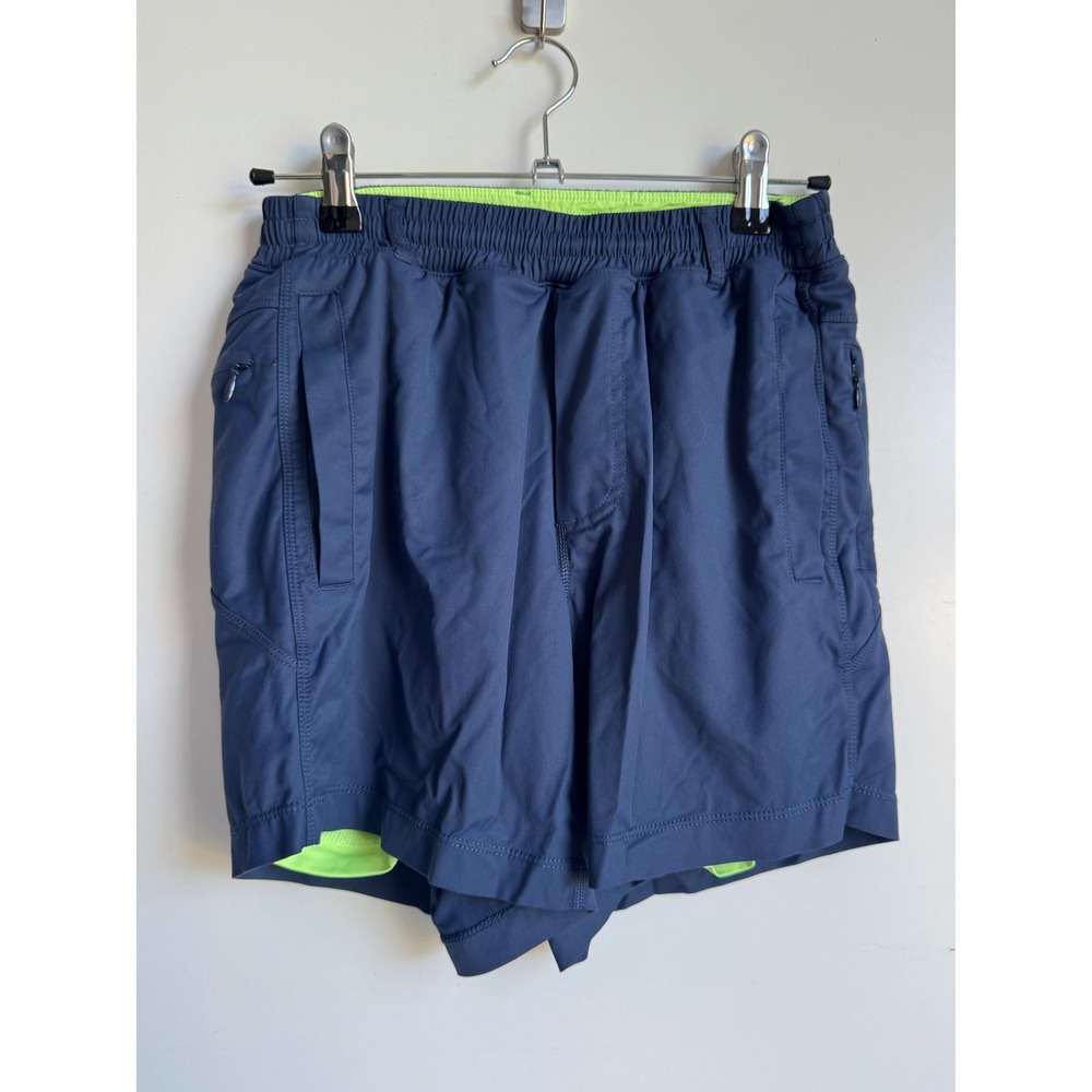 Birddogs Mens Navy Blue Gym Shorts Neon Green Liner Athletic Activewear Small